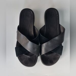 Ugg Kari Black Leather and Suede Sandal Size 7